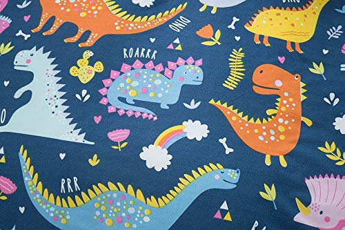 NATURETY Bedding Fitted Sheet with Deep Pocket,Dino Printed Thicken Fabric Bed Sheets (Navy Blue(Dinosaur), King) NATURETY