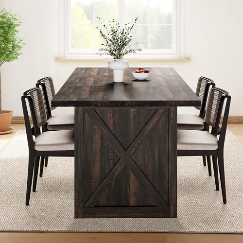 YITAHOME 70.8" Large Farmhouse Dining Table for 6 to 8 People, Rustic Style Wood Dinner Table, Rectangular Dining Table for Kitchen, Dining Room & YITAHOME