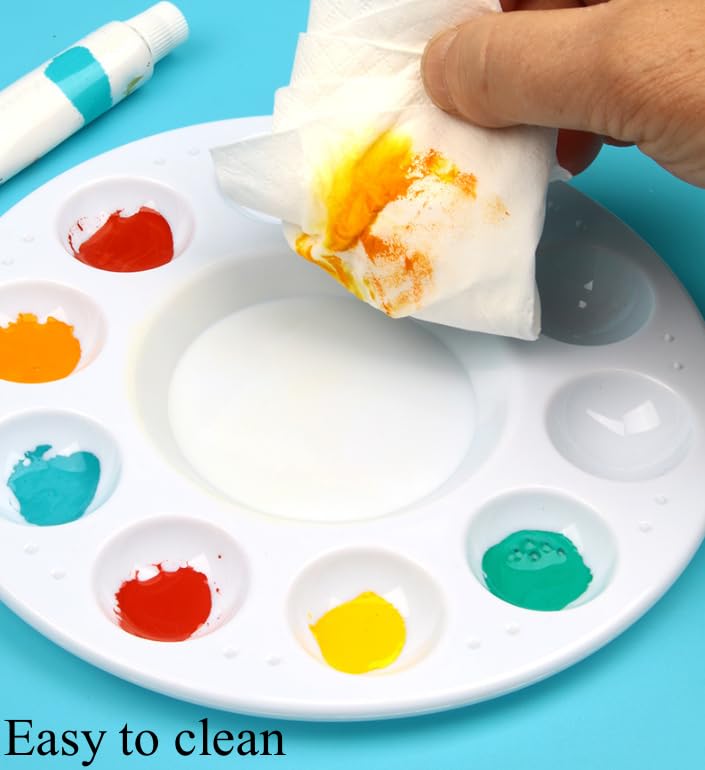 Rackii 10pcs Plastic Paint Palette Trays - Reusable Artist Palettes for Oil, Acrylic & Watercolor Painting, Perfect Paint Holder Trays for Studios, Classes & Birthday Painting Parties Rackii