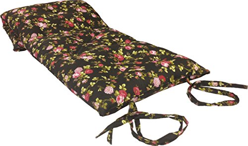 D&D Futon Furniture Queen Size Rose Black Traditional Japanese Floor Futon Mattresses, Cotton Battings/Foam/Polyester Batting, Shikifuton, 80 x 60 x 3 in Thick D&D Futon Furniture