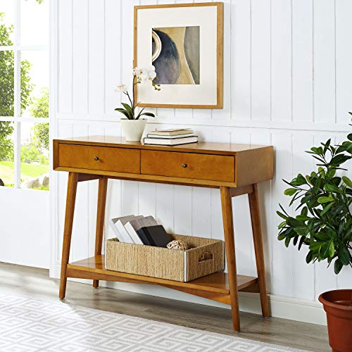 Crosley Furniture Landon Sofa Console Table with Drawers and Shelf for Hall, Entryway, or Living Room, Acorn Crosley Furniture