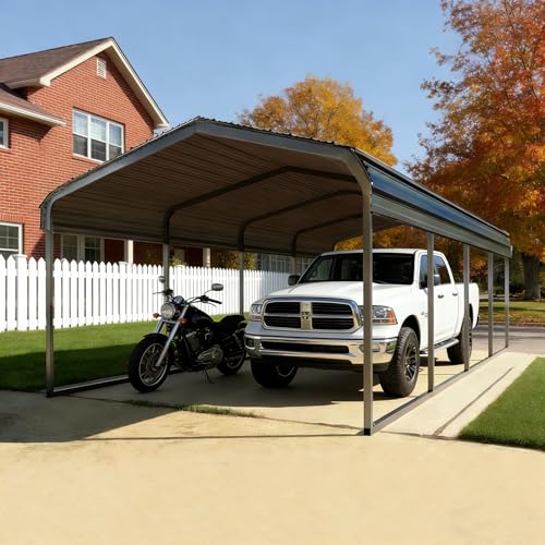 FILLOSLOV Heavy Duty Metal Carport 12x20 ft Galvanized Steel Carport Shelter for Car Extra Large Canopy for Dual Vehicle, RV Boat Storage All Weather Protection Garage Party Tent (12x20 FT) FILLOSLOV