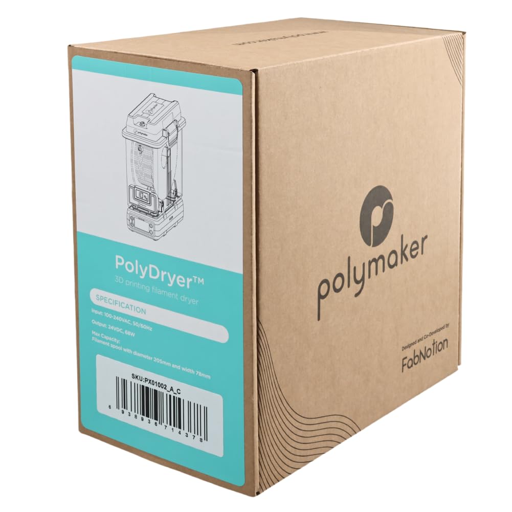 Polymaker 3D Printing Filament Dryer and Storage Box - PolyDryer and PolyDryer Box for Filament Drying and Sealing with Heat Control, Compatible with PA Nylon, PLA, PVB, PETG, ABS, TPU 1.75mm 2.85mm Polymaker