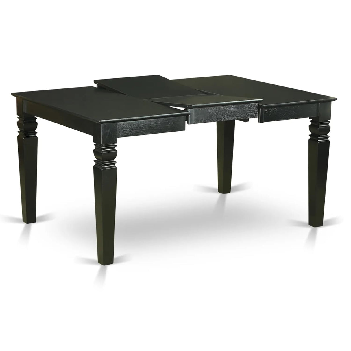East West Furniture WEDA7-BLK-32 7 Piece Dining Set Includes a Rectangle Kitchen Table with Butterfly Leaf and 6 Upholstered Chairs, Black East West Furniture