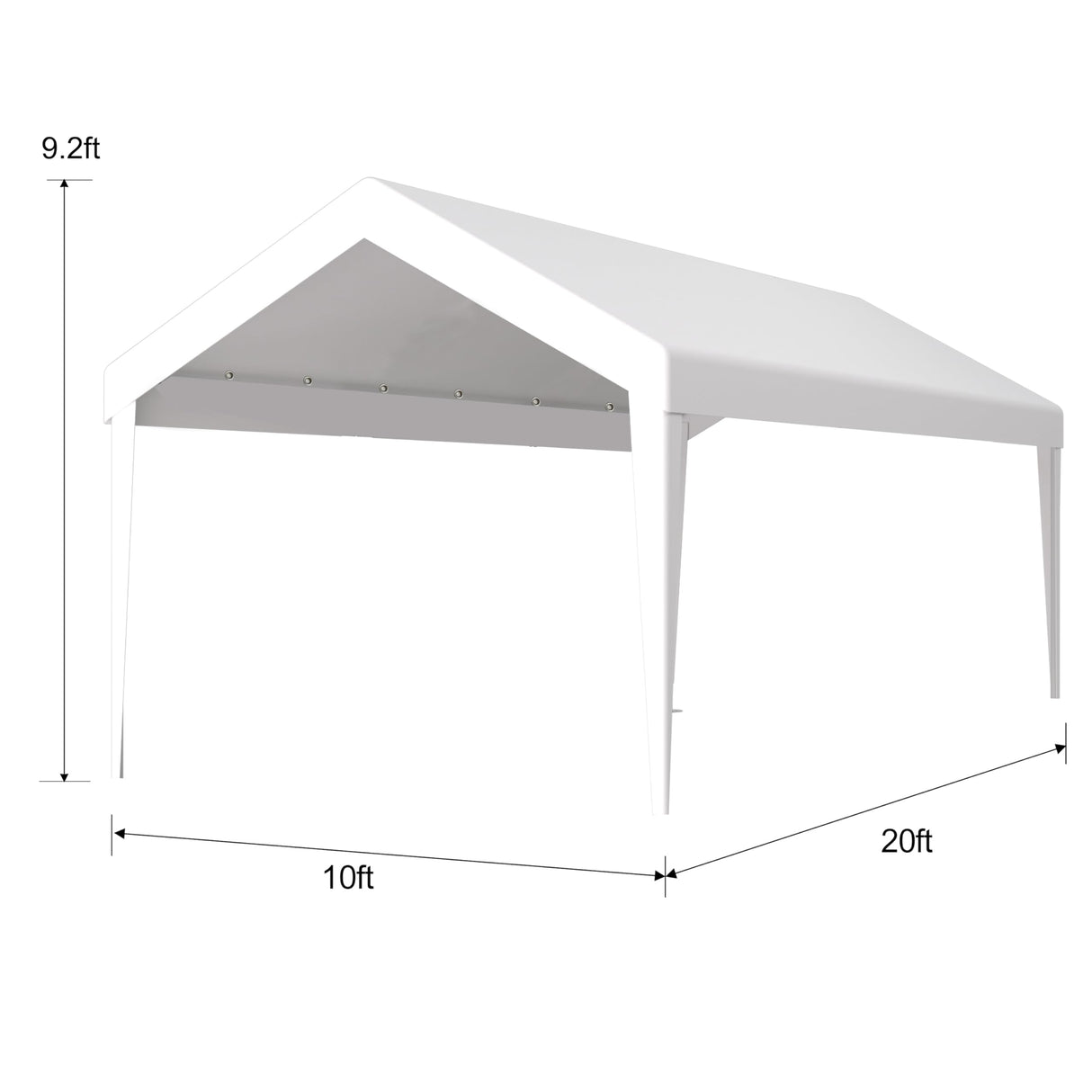 10x20ft Carport Replacement Canopy Cover, 72 Elastic Buckles, Ripstop Triple-Layer Pe Fabric, Heavy-Duty Waterproof & Uv Protected, All Weather Car Shelter Tarp, Only Cover, Frame Not Include (White) Megalithix