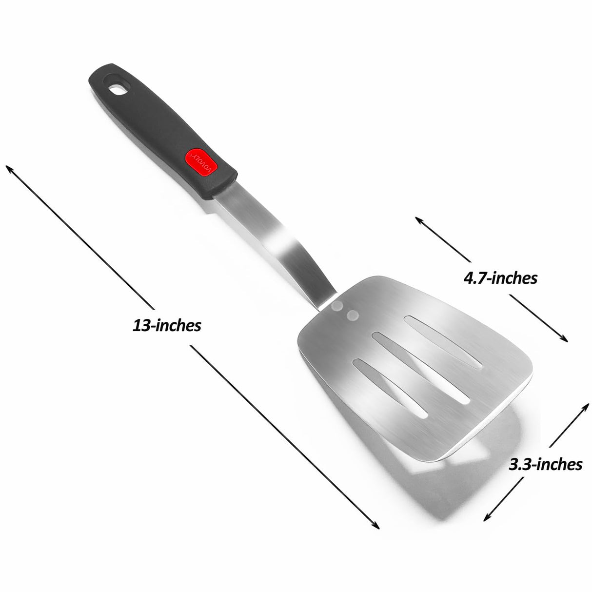 Stainless Steel Spatula Turner, Metal Spatula for Kitchen Use,VOVOLY Heavy Duty Cooking Spatula, Wide Blade with Beveled Edge and Heat Resistant Silicone Handle, Dishwasher Safe Vovoly