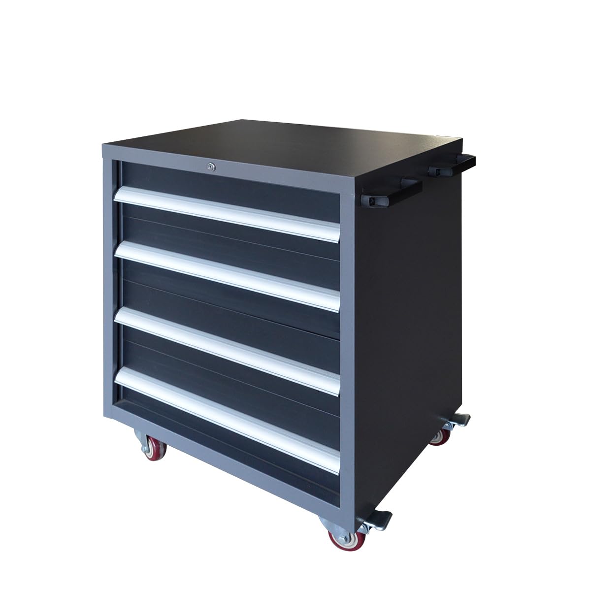 JZD Metal Tool Storage Cart on Wheels, 4 Lockable Drawers, Tool Cabinet Organizer for Garage Workshop, Black & Grey JZD