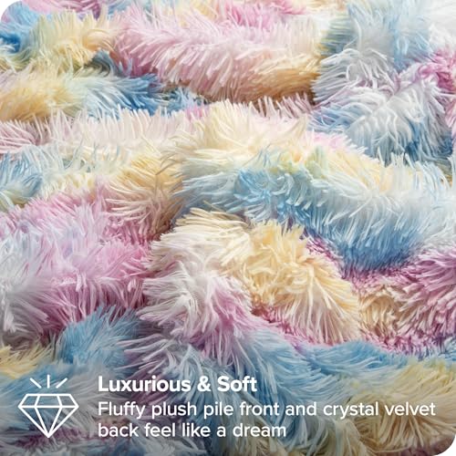 Bare Home Shaggy Fleece Duvet Cover Full Size - Boho Plush Duvet Cover - Super Soft & Luxury - Hidden Zipper Closure - All Season Bedding (Full, Multi Tie-Dye) Bare Home