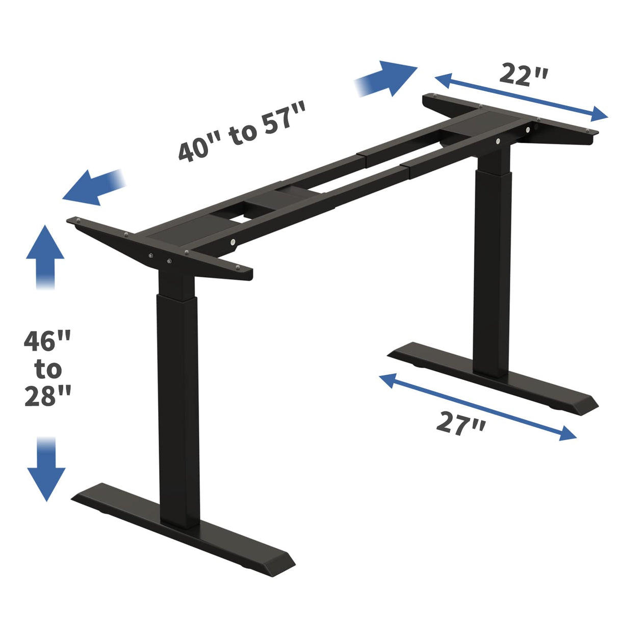 bilbil Dual Motor Electric Standing Desk, 63 x 30 Inch Height Adjustable Sit Stand Table with Splice Board, Stand up Home Office Desk, Black bilbil
