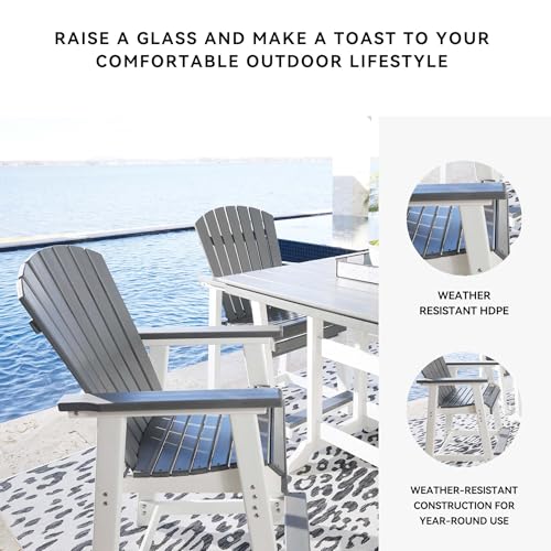 Signature Design by Ashley Outdoor Transville HDPE Patio Barstool, 2 Count, Gray Signature Design by Ashley