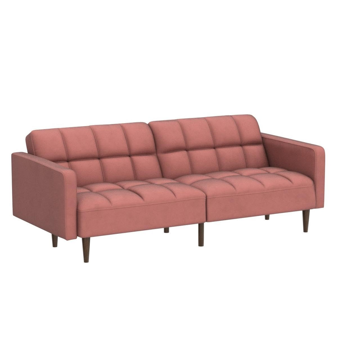 mopio Aaron Couch, Small Sofa, Futon, Sofa Bed, Sleeper Sofa, Loveseat, Mid Century Modern Futon Couch, Sofa Cama, Couches for Living Room, Bedroom (Old Rosa, Velvet) mopio