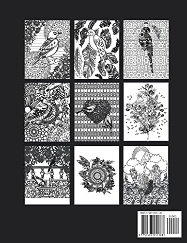 Songbirds coloring book: Adult coloring book, flowers, Mandalas, nature scenes, simple and complex illustrations. relaxing songbirds coloring book. Majosta