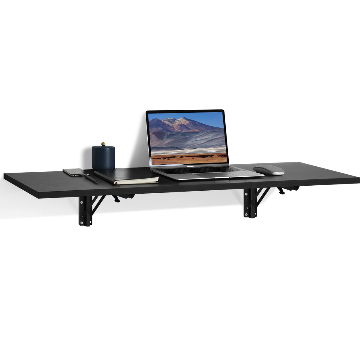 Zytty Folding Wall Desk, Wall Desk Fold Down Wall Mounted Desk for Small Space, Floating Desk, Black, 35.4 x 15.8 inch Zytty