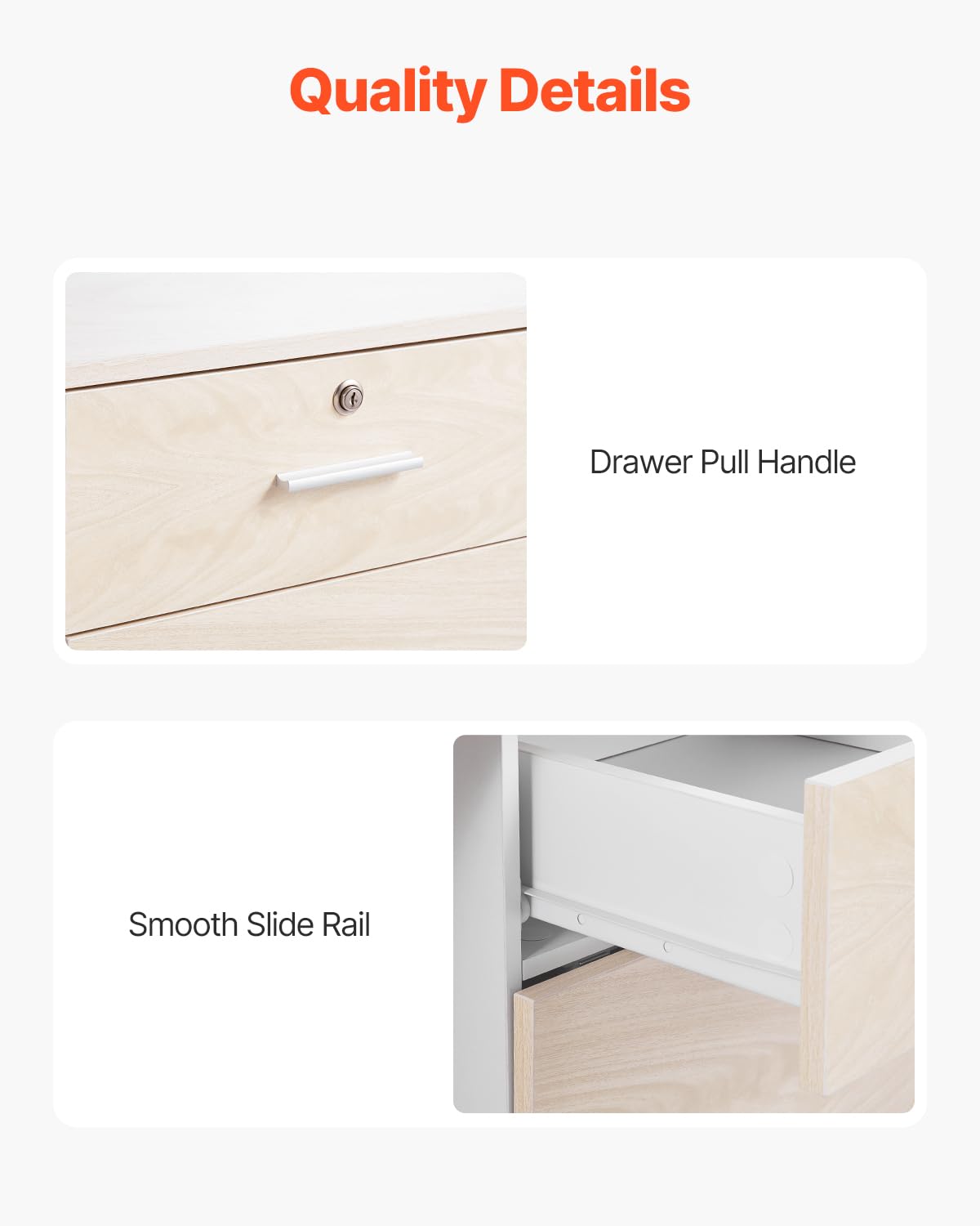 VEVOR Reception Desk, 55 Inch Rectangular Front Counter Table, Office Reception Counter with Lockable Drawer and Storage Cabinet, for Checkout, Lobby, Beauty Salon and Office, Natural VEVOR