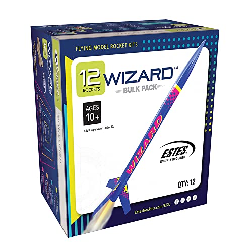 Estes 1754 Bulk Pack of 12 Wizard Rocket-Building Kits, Intermediate Flying-Rocket-Model Kits for Ages 10+, Classroom Science Experiments Estes