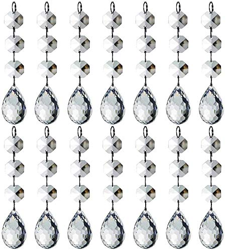 HOHIYA 30 Pcs Crystal Ornaments Christmas Tree Decorations Clearance Hanging Crystals for Centerpieces Acrylic Chandelier Garland Gem Beads Taiwan Made Clear HOHIYA