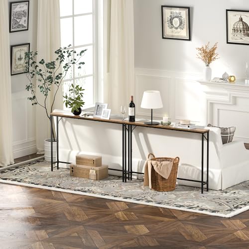 Vantimo 47.2" Console Table, Narrow Entryway Table, Skinny Sofa Table, Behind Couch Table, Long Skinny Table, DisplayTable for Entryway, Living Room, Foyer, Corridor, Office, Rustic Brown Vantimo