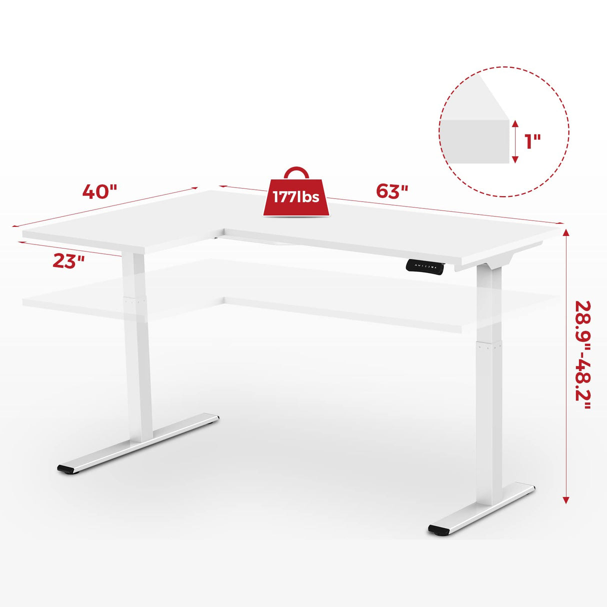 SANODESK Dual Motor L-Shaped Electric Standing Desk Height Adjustable Stand up Desk with 3 Drawer File Cabinet,63 x 40 Inches White Top/White Frame SANODESK