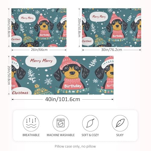 Bokkoy Soft and Silky Satin Pillow Case with Cute Cartoon Dachshunds Wrinkle Resistance for Standard, Queen, and King Sizes - Single Pack Sales Bokkoy