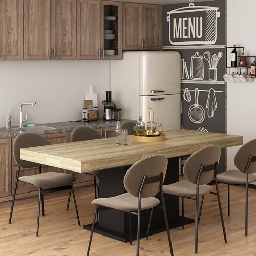 Homsee Extendable Dining Table for 8-10 People, Modern Wood Rectangular Expandable Kitchen Table Dinner Table for Ninng Room, Brown and Black Homsee