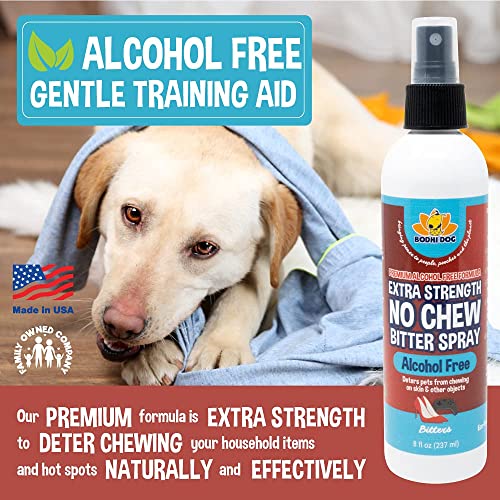 Bodhi Dog New Bitter 2 in 1 No Chew & Hot Spot Spray | Natural Anti-Chew Remedy Better Than Bitter Apple | Safe on Skin, Wounds and Most Surfaces | Made in USA (Alcohol Free, 8 Fl Oz) Bodhi Dog