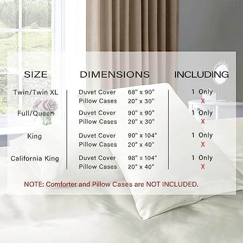 P Pothuiny Satin Duvet Cover King, Single Soft Duvet Cover Only, Luxury Silky Like Ivory White Duvet Cover 90" x 104" Sold Separately - Zipper Closure & Corner Ties P Pothuiny