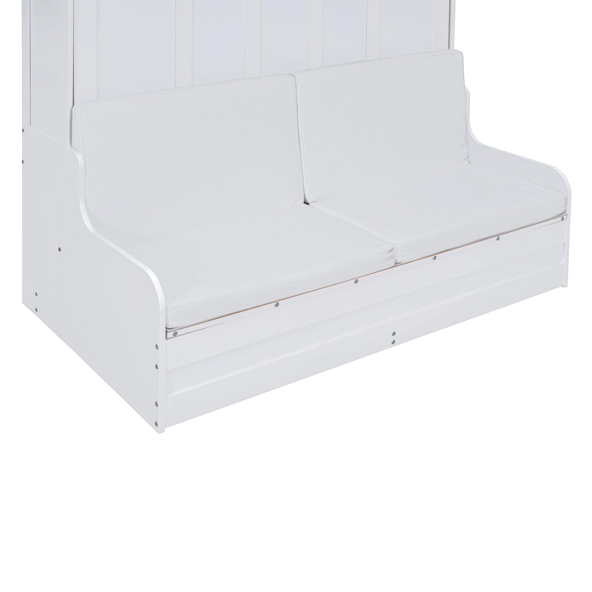 HABITRIO Queen Size Murphy Bed, Wooden Queen Murphy Bed Wall Bed with Sofa and Cushion, White HABITRIO