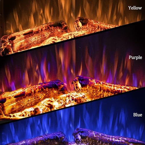 36 in. Electric Fireplace Inserts with Trim Kit, Multicolor Flames & Fire Crackling Sounds, Timer, Overheating Protection Fireplace Heater, 750/1500W Benrocks
