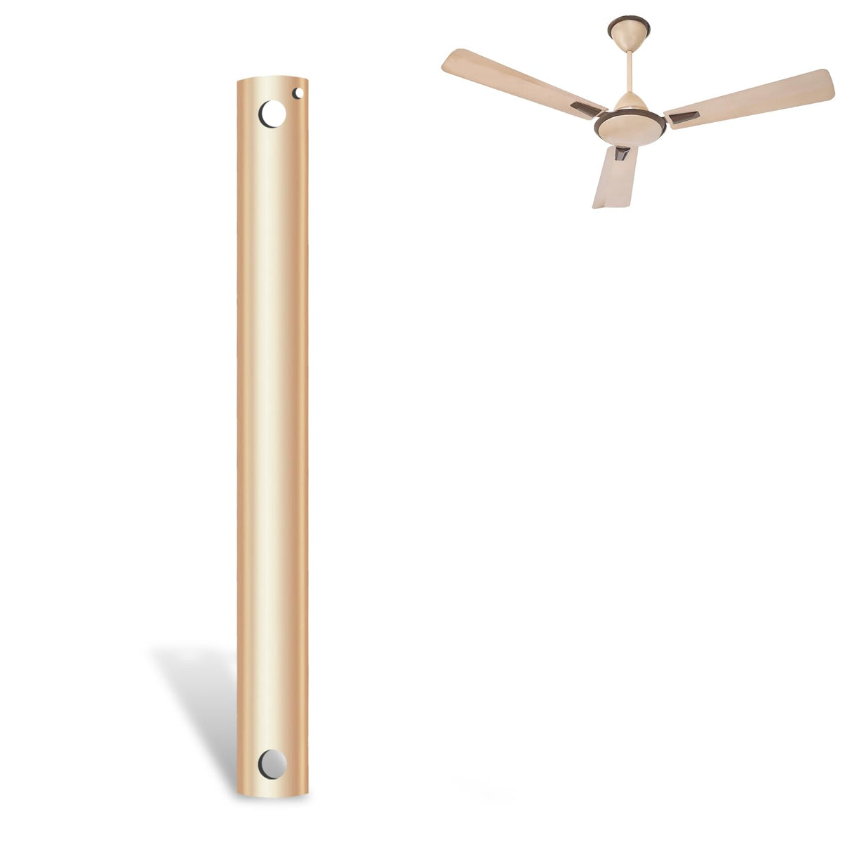 36 inch Ceiling Fan Downrod with Extension Cord,3 FT Downrod for Ceiling Fan,1 inch Outside Diameter,Ceiling Boom Suitable for a Wide Range of Fans (Gold,Not Threaded) Ruiyang