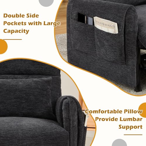 Korser Power Recliner Chair, Small Recliners for Small Spaces, Electric Recliner Chairs for Adults with Remote, Pillow and Side Pockets, Reclining Chair with Memory Function, Living Room, Chenille