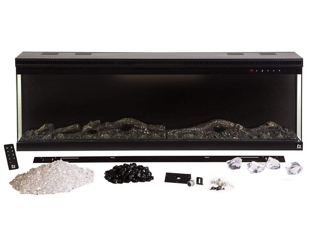 Touchstone Sideline Infinity 3-Sided Smart 72-inch WiFi-Enabled Electric Fireplace - 80051 - Built-in - 60 Color Combinations - 1500/750 Watt Heater (68-88°F Thermostat) - Black - Log & Crystals Touchstone
