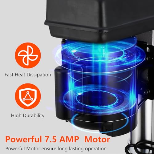 13 in Benchtop Drill Press, 7.5 Amp 120V, 288-3084 RPM Variable Speed Cast Iron Bench Drill Press, 0-45° Tilting Worktable, Tabletop Drilling Machine for Wood Metal PioneerWorks