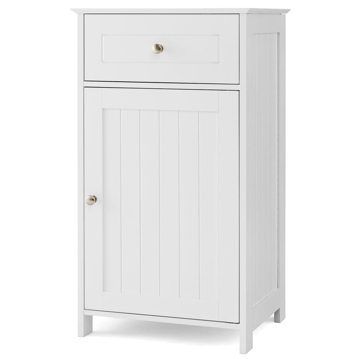 Tangkula White Freestanding Small Bathroom Cabinet with Adjustable Shelf and Drawer for Optimal Storage Tangkula