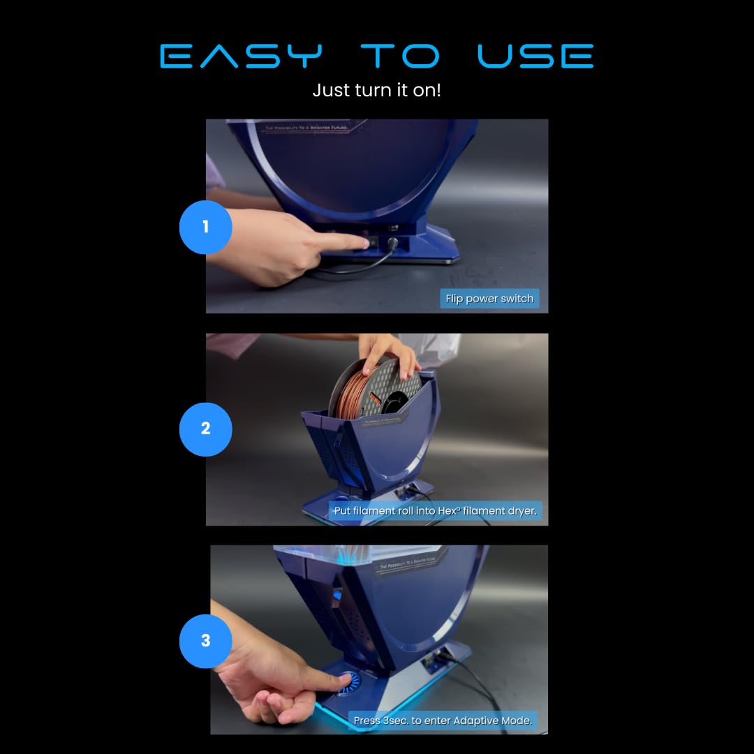 THETAยฐNanoHexยฐ Filament Dryer Box for 3D Printer Filament. Auto Filament Storage Dehydrator for PLA PETG ABS Nylon PA Carbon Fiber Filament 1.75 2.85 3.00mm THETAยฐ