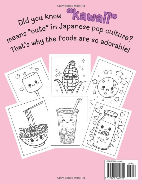 Kawaii Food Coloring Book (Kawaii Food Coloring Pages) WoodArtSupply
