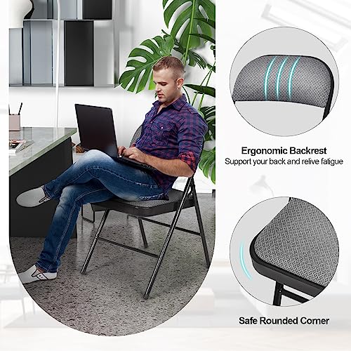 Giantex 4-Pack Folding Chairs, Fabric Dining Chair Set with Metal Frame, Padded Seat and Back, Non-Slip Foot Pads, Foldable Event Chairs, Party Chair Set for Home Office, Guest Room, Conference Room Giantex