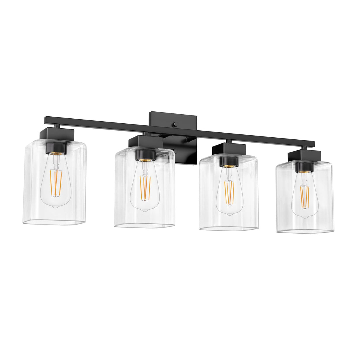 Espird 4 Light Bathroom Vanity Light - Matte Black Bathroom Light Fixtures Square Design & UL Certification, Square Light Fixture Over Mirror, Farmhouse Light Fixtures for Bathroom & Bedroom Espird