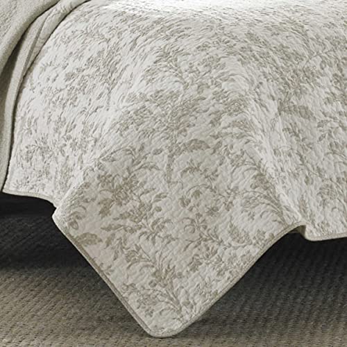 Laura Ashley - King Quilt Set, Soft Cotton Bedding with Reversible Design, Medium Weight for Year Round Use, 3 Piece Bed Set with Matching Pillowcases (Amberley Beige) Laura Ashley