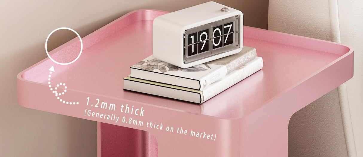 BAOGELIYA Metal Small Nightstands, Modern Side Table with 3 Tiers Storage, Pink End Table for Couch, Living Room Bedroom, Bedside Tables No Assembly Required BAOGELIYA