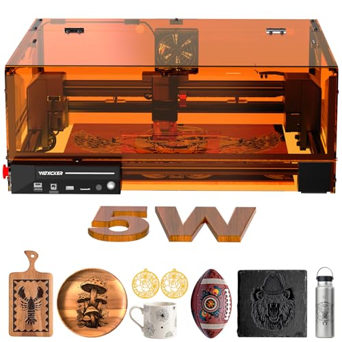 Laser Engraver, 5.5W Enclosed Diode Machine 300×300mm Working Area for Precise Marking, DIY Etching Machine for Wood, Metal, Acrylic Engraving and Cutting (Class 1 Laser 5500mW Output) Woxcker