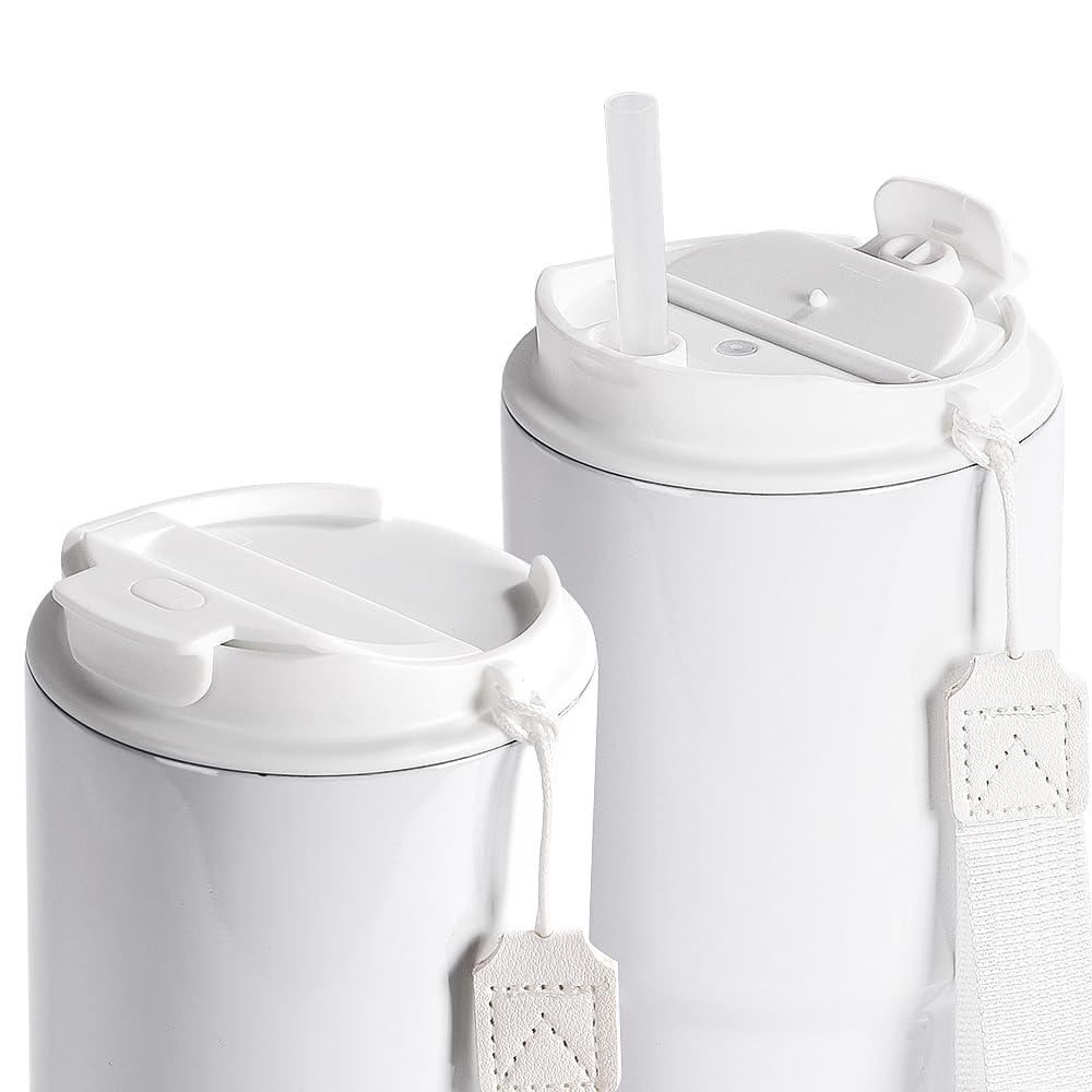 PYD Life 6 Pack Sublimation Tumblers 20 OZ White Blanks with Lid and Plastic Straw Portable String,Stainless Steel Coffee Cups for Tumbler Heat Press Sublimation Oven Printing PYD Life