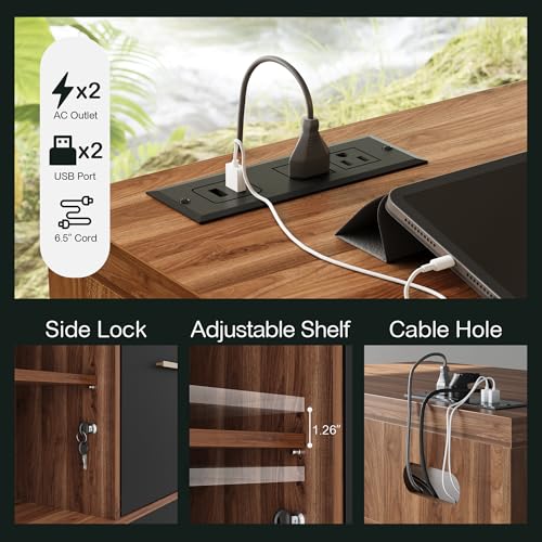 ModernMate Electric Standing Desk with 2-Drawer File Cabinet, Adjustable Height Executive Desk, Home Office Workstation with A Engineered Wood 1.18" Solid Desktop, Built-in Outlets, Black Walnut ModernMate