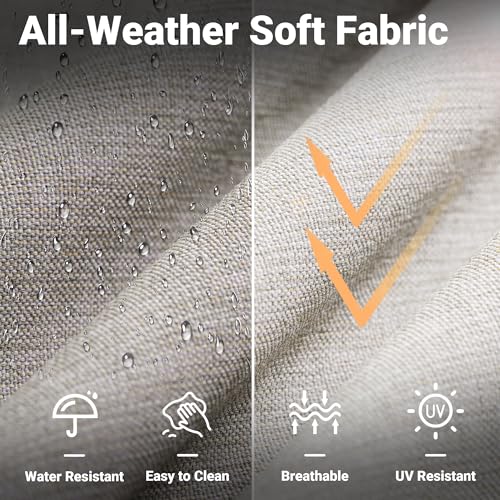 ovios Patio Furniture Set, 7 Piece Outdoor Wicker Sofa with Swivel Rocking Chairs, Loveseat and Comfy Cushions, High Back Rattan Couch Conversation Set, Beige ovios