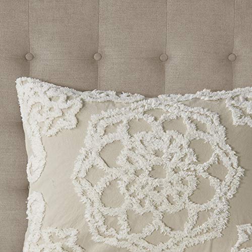 Madison Park Laetitia Lightweight 100% Cotton Quilt Set, Breathable Chenille Tufted, Shabby Chic Boho Medallion Design, Sham, Floral Ivory w/ Tassels, King/California King (104 in x 92 in) 3 Piece Madison Park