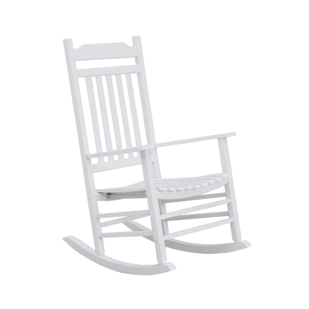 BplusZ KD-30W Wood Rocking Chair Porch Rocker Classic Outdoor White BplusZ