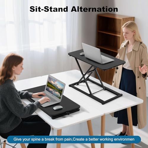 Raathionty Height Adjustable Standing Desk Converter, Computer Keyboard Stand for Desktop, Keyboard Riser for Stand Up Desk Riser, Ergonomic Sit Stand Workstations for Home Office Raathionty