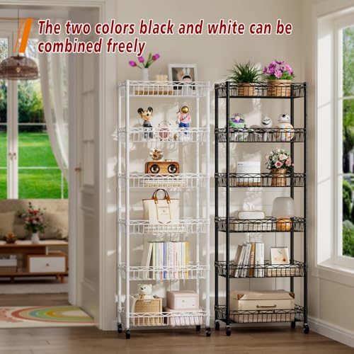 Golpart 6 Tier Basket Shelf Wire Shelving Unit Adjustable Storage Shelves Big Basket Rack for Garage Kitchen Office Pantry Corner 17.2" Dx12.2 Wx63 H Black Golpart