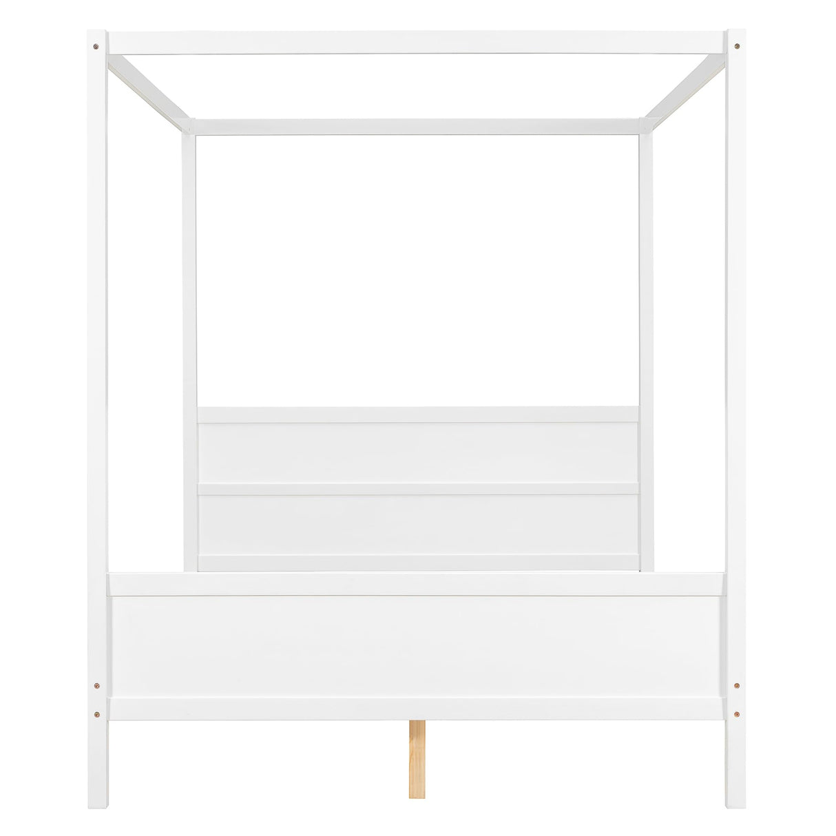 MaiDeHaoo Canopy Platform Bed Queen Size, Wood Platform Bed with Headboard and Footboard, Four Post Canopy Bed Frame Queen with Slats Support, Easy Assembly, White MaiDeHaoo