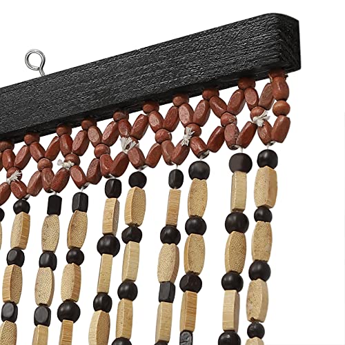 SanBouSi 49 Strands Natural Bamboo & Wood Beaded Curtain Wooden Hanging Room Divider Decorative Handmade Boho Bohemian Wooden Doorway Beads Curtain, 75" x 35.5" SanBouSi