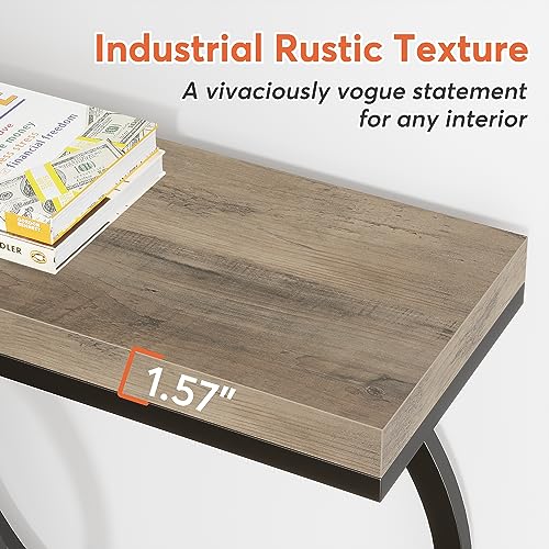 Tribesigns Console Table, 55-Inch Industrial Entryway Table with Geometric Metal Frame, Narrow Long Wood Accent Sofa Table for Living Room, Entrance, Hallway, Vintage Grey Tribesigns